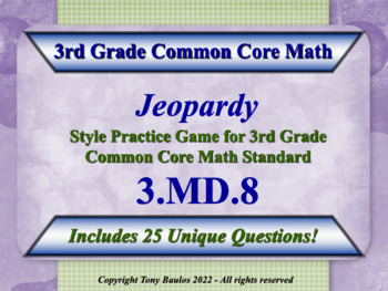 Preview of 3.MD.8 3rd Grade Math Jeopardy Game - Geometric Measurement w/ Google Slides
