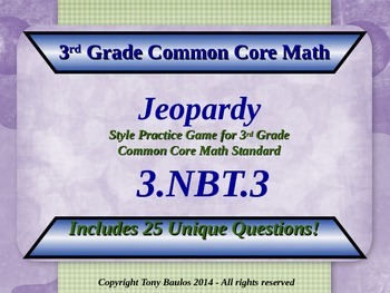 Preview of 3.NBT.3 Jeopardy Game 3rd Grade Math Multiply Multiples Of 10 with Google Slides