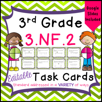 Preview of Fractions on a Number Line Task Cards - 3.NF.2