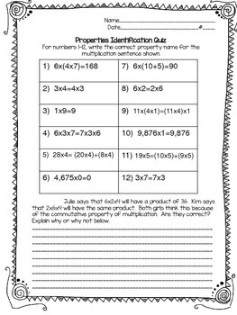 Preview of 3.OA.5 Properties of Multiplication Quizzes