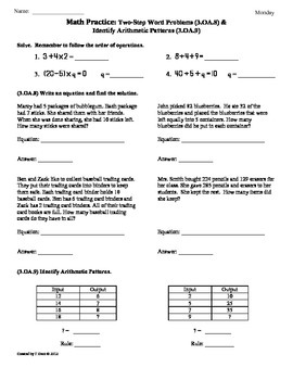 Preview of (3.OA.8 & 3.OA.9) 2-Step Word Problems- 3rd Grade Math Worksheets
