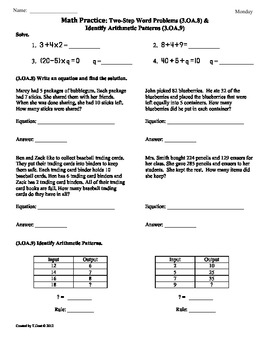 (3.OA.8 & 3.OA.9)3rd Grade Common Core Math Worksheets - SAMPLE by