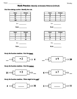 Preview of (3.OA.9) Patterns:Input/Output-3rd Grade Common Core Math Worksheets