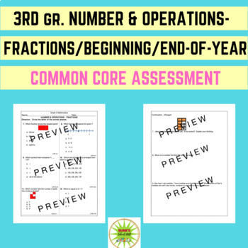 Preview of 3RD GRADE FRACTIONS BEGINNING & END-OF-YEAR ASSESSMENT/TEST PREP