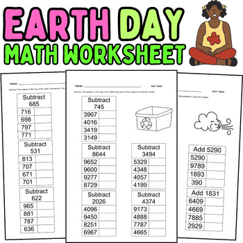 Preview of 3RD GRADE EARTH DAY MATH ACTIVITY WORKSHEET ADDITION MULTIPLICATION WORD PROBLEM