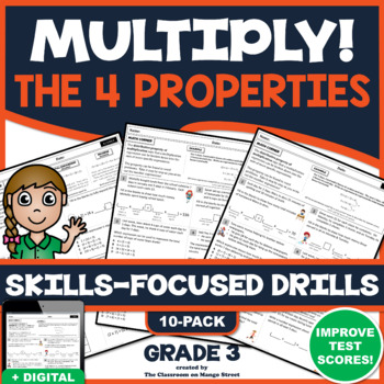 Preview of 3RD GRADE MULTIPLICATION PROPERTIES: 10 Skills-Boosting Practice Worksheets