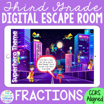 Preview of 3RD GRADE Math Fractions Digital Escape Room Game 