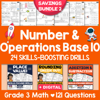 Preview of 3RD GRADE NUMBER & OPERATIONS BASE TEN: 24 Skills-Boosting Math Worksheets