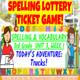 3RD GRADE Unit 3 Bundle WONDERS Spelling & Vocab Lottery Ticket Activities