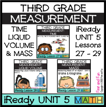 Preview of 3RD Grade IReady Math - Complete Unit 5 Bundle "Measurement" Lessons 27 thru 29