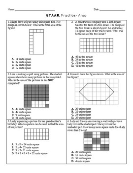 3RD Grade STAAR Area Word Problems with FREE journal notes | TpT