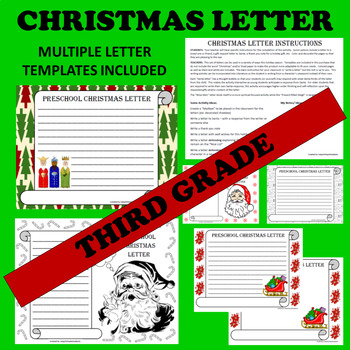 Preview of 3rd Third Grade Christmas Holiday Letter Writing Activities