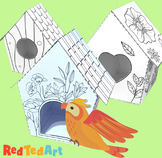 3d Bird House Printable Craft & Bird Coloring Pages