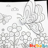 3d Coloring Page - Butterfly - Spring & Summer - Cutting S
