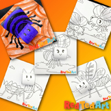 3d Coloring Pages - 5 Creepy Crawlies - Spider, Fly, Ant, 