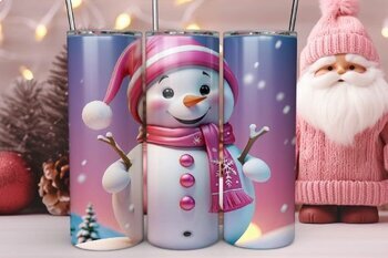 3d Cute Pink Christmas Snowman Tumbler by CRAFTINGCOM | TPT