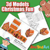 3d Gingerbread House Coloring Page/ 3d Model Craft for Chr