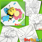 3d Insect Coloring Pages - Bee, Butterfly, Ladybug & Drago