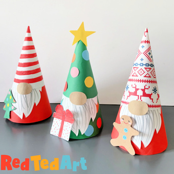 Preview of 3d Paper Cone Gnomes for Christmas - Simple STEAM Craft-ivity for the Holidays