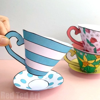 Preview of 3d Paper Teacup Activity for Mother's Day - Mother's Day Worksheets & Printables