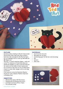 Heart Pop Up Valentine Card - Red Ted Art - Easy Kids Crafts