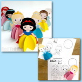 3d Princess Paper Doll Printables - 7 dolls + 2 coloring p