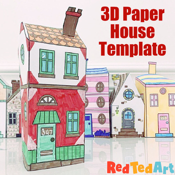 Preview of 3d Printable Paper House Template - STEAM Craft Projects - Coloring Pages