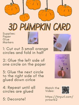 Preview of 3d Pumpkin Card (Perfect for Take & Make, Passive Programming, Makerspace)