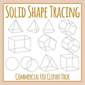 Preview of 3d Shape Tracing - Geometric / Math Diagram Clip Art / Clipart Commercial Use