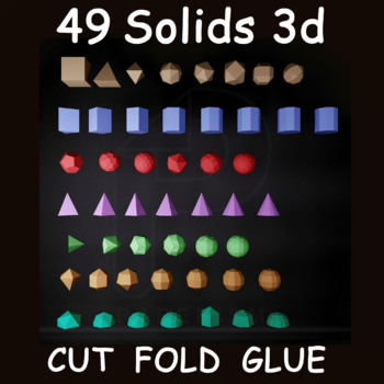 Preview of 3d polyhedra solids , Build 49 shape, foldable net, Geometry crafts, polygons