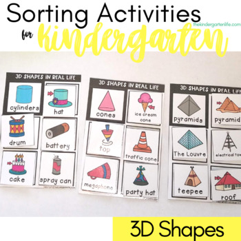 Preview of 3d Shapes Sorting Activities for Kindergarten