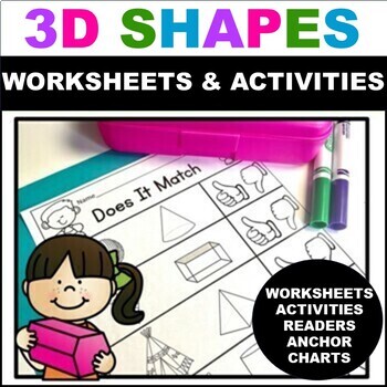 Preview of 3d Shapes Worksheets With 3d Shape Activity Shape Books and Assessment