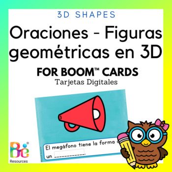 Preview of 3d Shapes in Spanish | Fill in the Blanks | Digital Task Cards for Boom™️ Cards