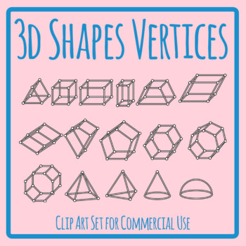 3d Shapes with Sides & Vertices - Corners Geometry Clip Art / Clipart BW