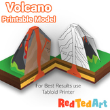 3d Volcano Model to Print & Assemble - Coloring Pages & Fu