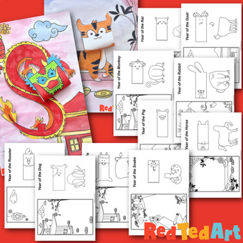 Preview of 3d Zodiac Animal Coloring Pages for Chinese New Year/ Lunar New Year 2024