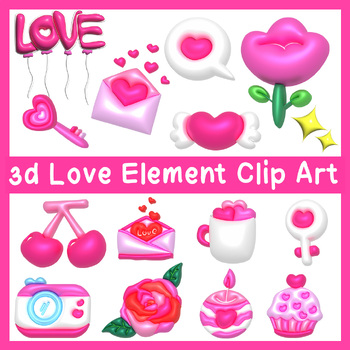Preview of 3d love element clip art (decoration)