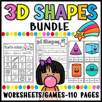 Preview of 3d shapes Kindergarten practice sheets