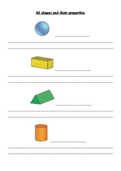 Preview of 3d shapes and their properties: Label and describe the shapes worksheet