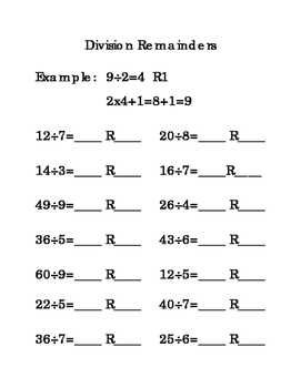 3Pages 3Rd Grade Division Remainders Division Remainders Fractions Divisions