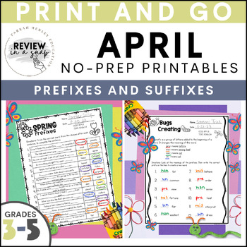 Preview of 3rd, 4th, & 5th Grade April Activities for Spring No Prep Printables