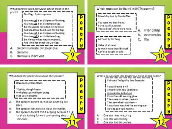 3rd, 4th, 5th Grade Common Core Poetry Test Prep Task Cards by Olivia ...