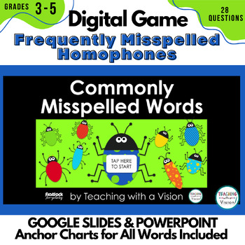 Preview of 3rd 4th 5th Grade Digital Game Homophone Activity Frequently Misspelled Words