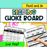 3rd 4th 5th Grade End of Year Choice Board Reading Enrichm