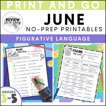 Preview of 3rd, 4th, & 5th Grade June Activities for Summer No Prep Printables