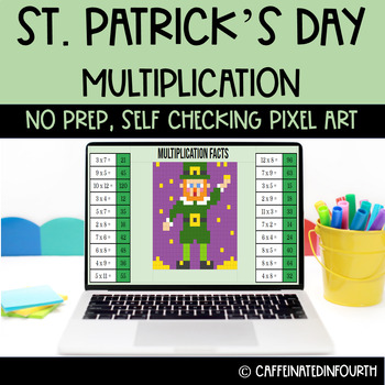 Preview of 3rd/4th/5th Grade Multiplication Fact St. Patrick's Day Pixel Art