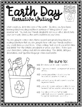 Preview of 4th Grade Narrative Writing Resource Earth Day Smarter Balanced Test Prep CCSS
