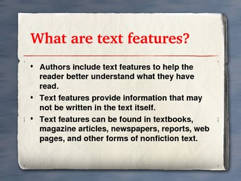 Preview of 3rd 4th 5th Grade Nonfiction TEXT FEATURES PowerPoint Gr 3 4 5