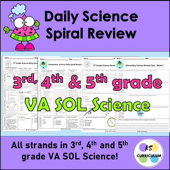 Preview of 3rd, 4th & 5th Grade Science Daily Spiral Review Bundle