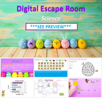 Preview of 3rd 4th 5th Grade Science Easter Digital Escape Room Fun Activity